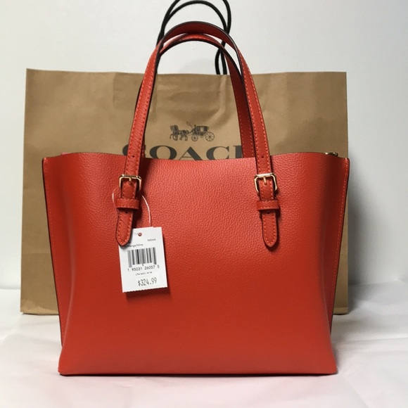 NWT COACH Im/Mango/Wine Leather Tote Bag - Picture 8 of 9